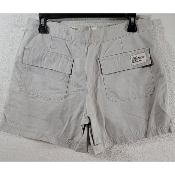 DKNY Tan Beige Flat Front Khaki Shorts Medium Lightweight Soft Drawstring Pocket - Picture 3 of 4